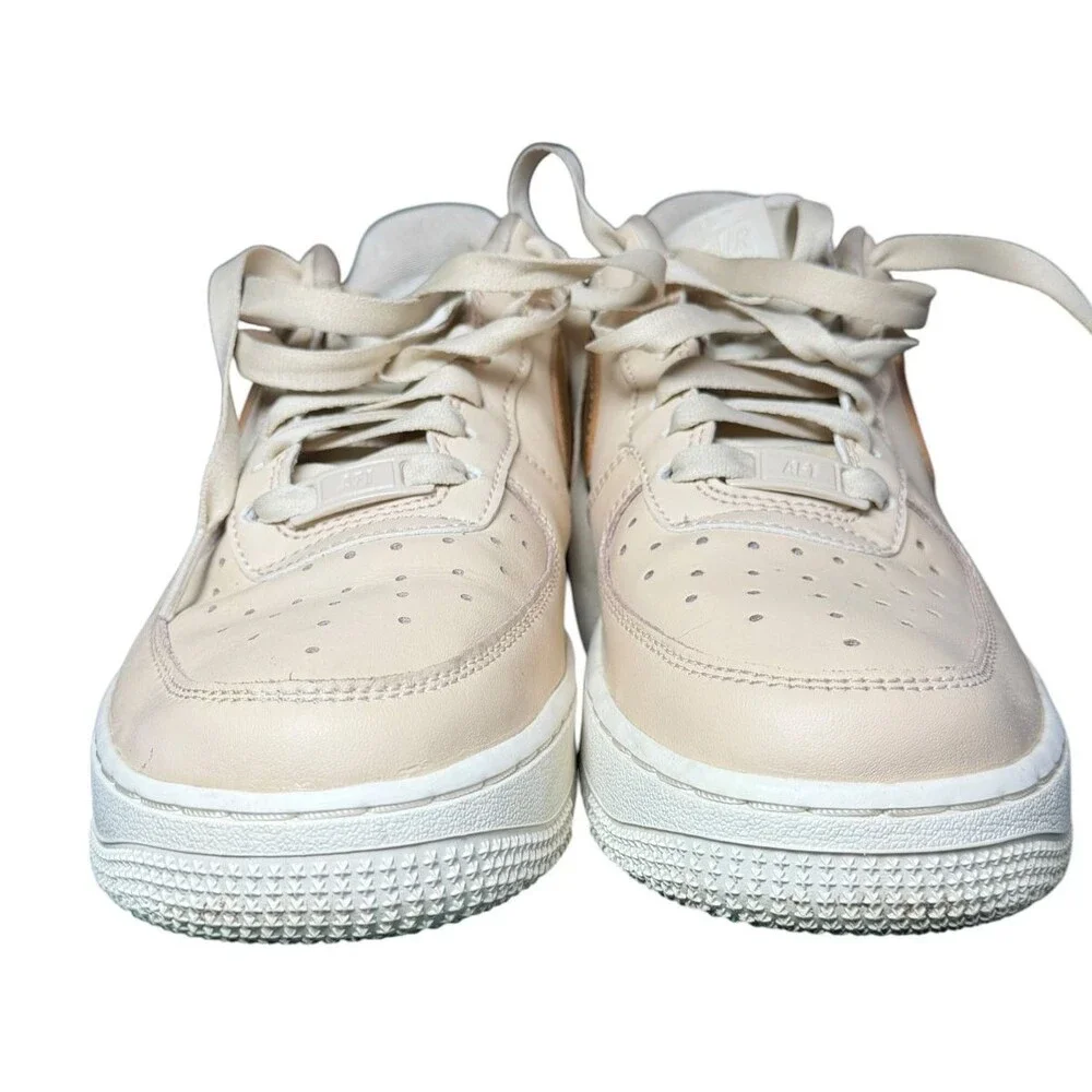 Nike Air Force 1 Low Gold Swoosh Cream Leather Sneakers Women's Size 7